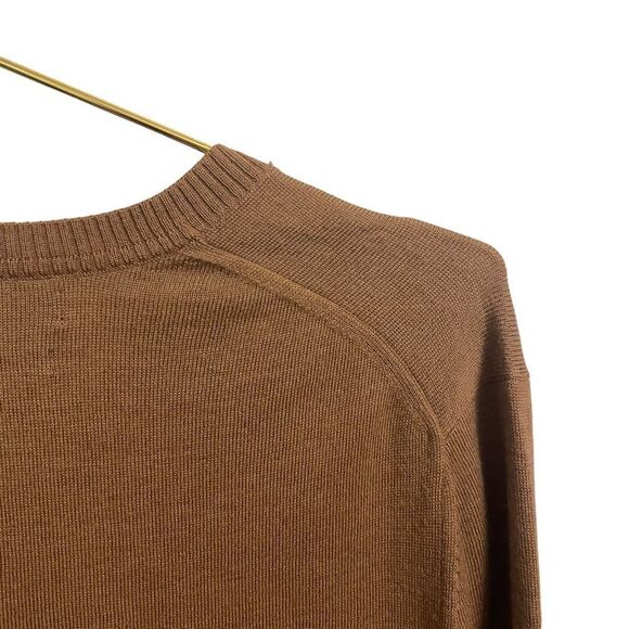 Banana Republic Extra Fine Merino Wool Brown Lightweight V Neck Sweater Size L - Picture 8 of 10